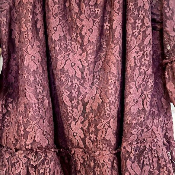 Lane Bryant Purple Lace Cold Shoulder Flare Blouse 18/20 - Picture 5 of 11